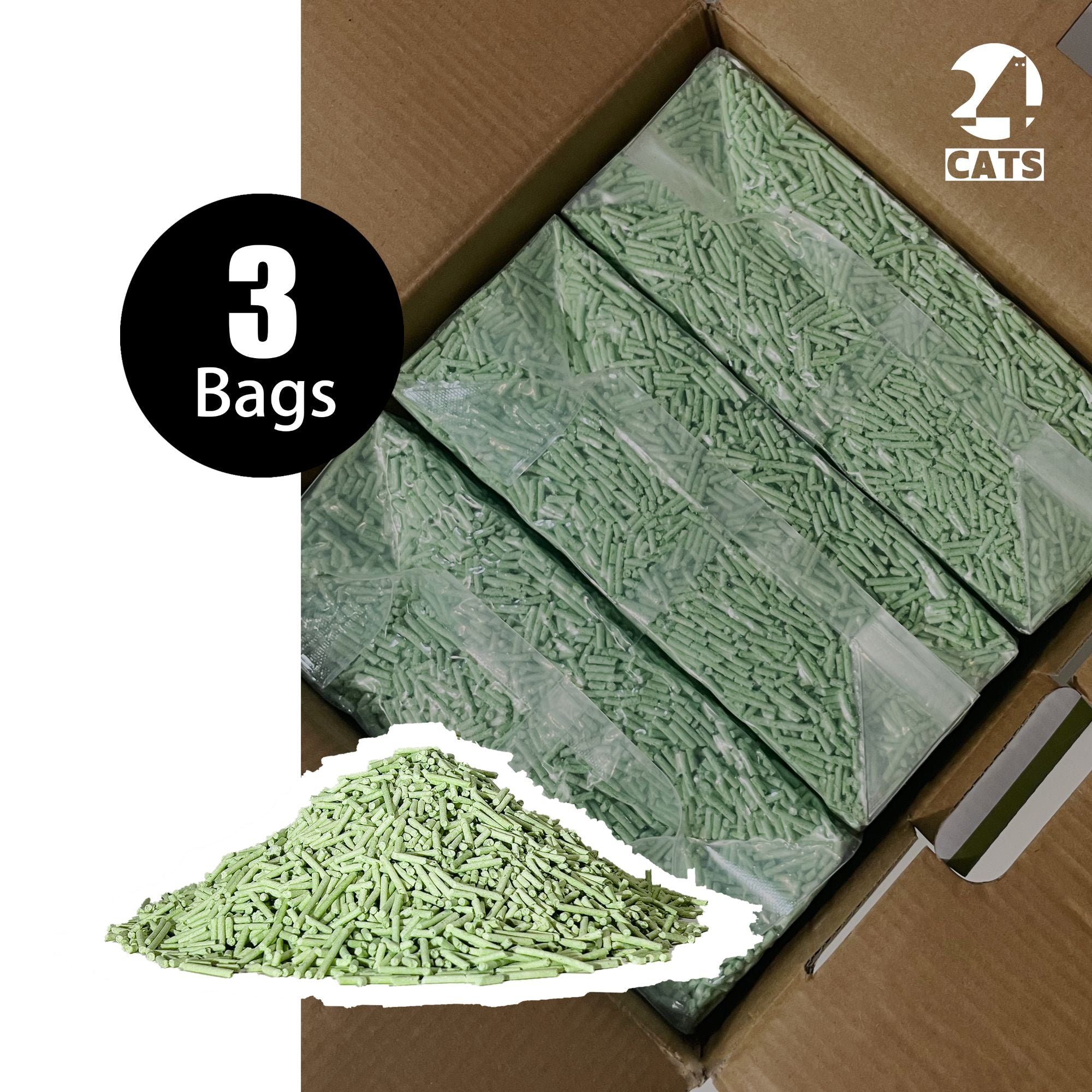 24 CATS Pea Husks Natural Tofu Cat Litter 9KG/19.8lbs - Green Tea/Quick Clumping, Odor Control & Dust Free
