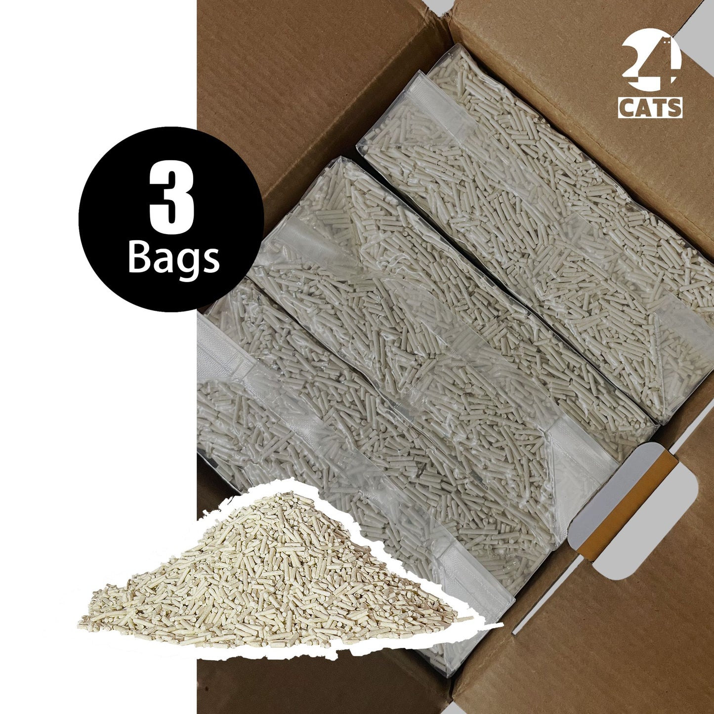 24 CATS Pea Husks Natural Tofu Cat Litter 9KG/19.8lbs - Vanilla/Quick clumping, Odor Control & Dust Free